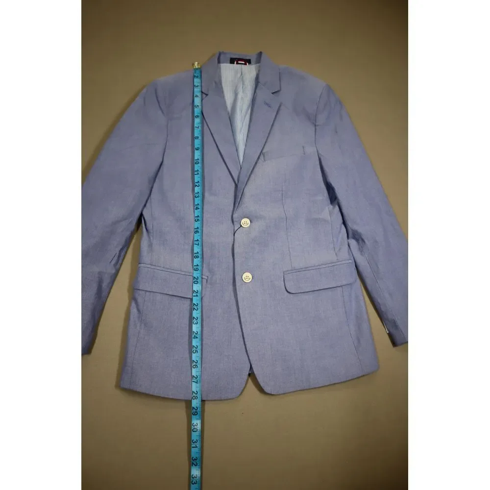 Tommy Hilfiger Big Boys Blue Stretch Oxford Jacket with Pinstripe Lining Size 16